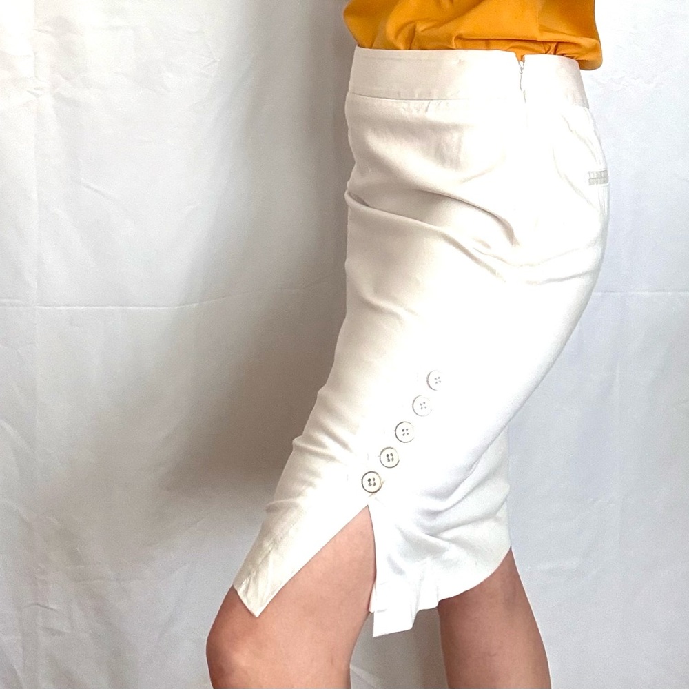 Cream Knee-Length Pencil Skirt for Work